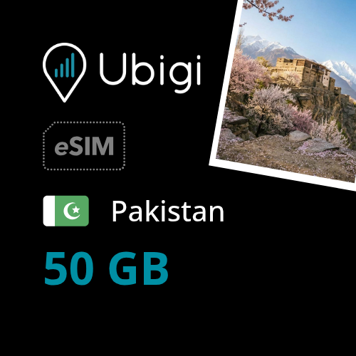 Pakistan Prepaid eSIM data plan - 50GB| Ubigi