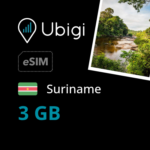Suriname Prepaid eSIM data plan - 3GB| Ubigi