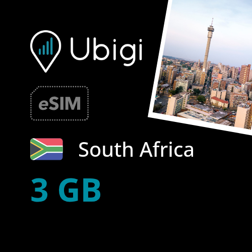 South Africa Prepaid eSIM data plan - 3GB| Ubigi