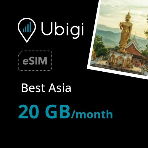 Best Asia Prepaid eSIM data plan - 20GB/month| Ubigi