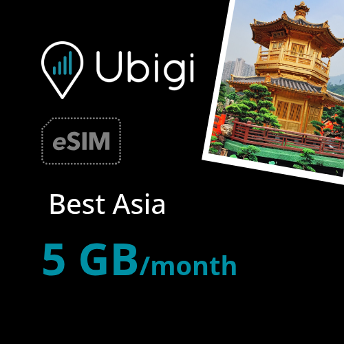 Best Asia Prepaid eSIM data plan - 5GB/month| Ubigi