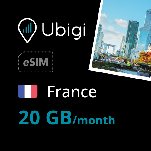 France Prepaid eSIM data plan - 20GB/month| Ubigi