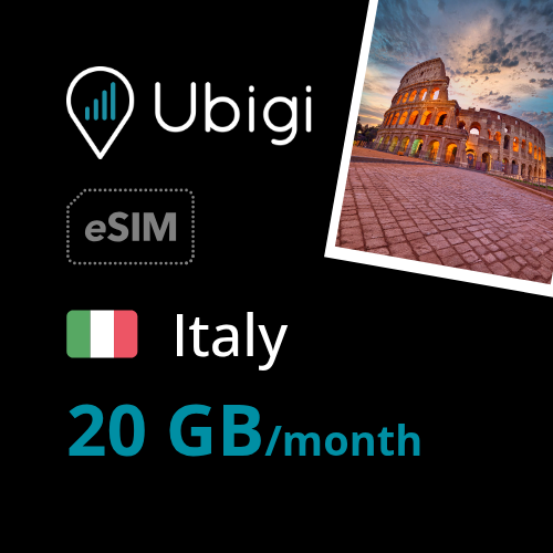 Italy Prepaid eSIM data plan - 20GB/month| Ubigi