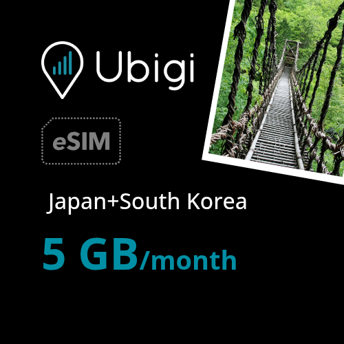 Japan+South Korea Prepaid eSIM data plan - 5GB/month| Ubigi