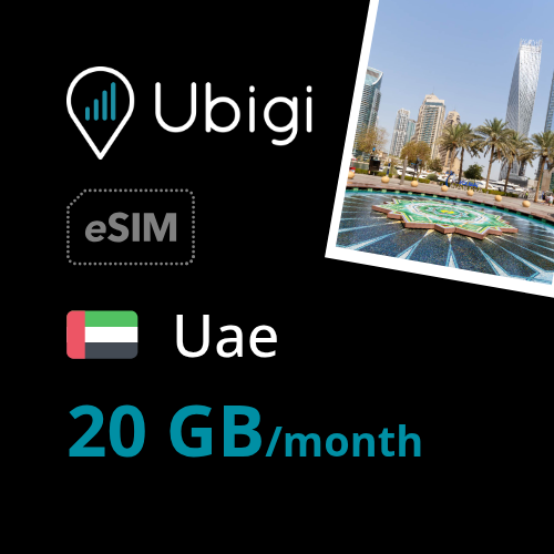 Uae Prepaid eSIM data plan - 20GB/month| Ubigi