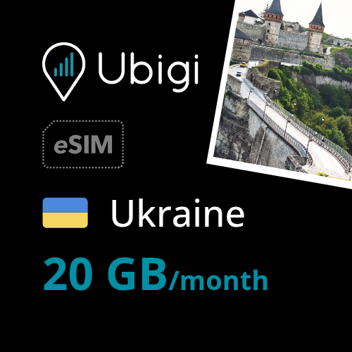 UKraine Prepaid eSIM data plan - 20GB/month| Ubigi