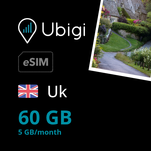 UK Prepaid eSIM data plan - 5GB/month| Ubigi